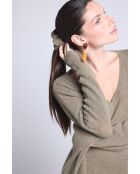 Chouchou cheveux en cachemire vert khaki