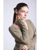 Chouchou cheveux en cachemire vert khaki