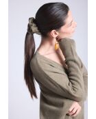 Chouchou cheveux en cachemire vert khaki