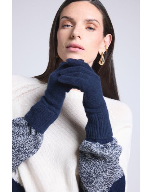 Gants en cachemire unisexe bleu marine