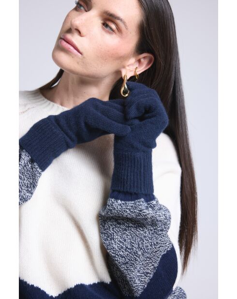 Gants en cachemire unisexe bleu marine