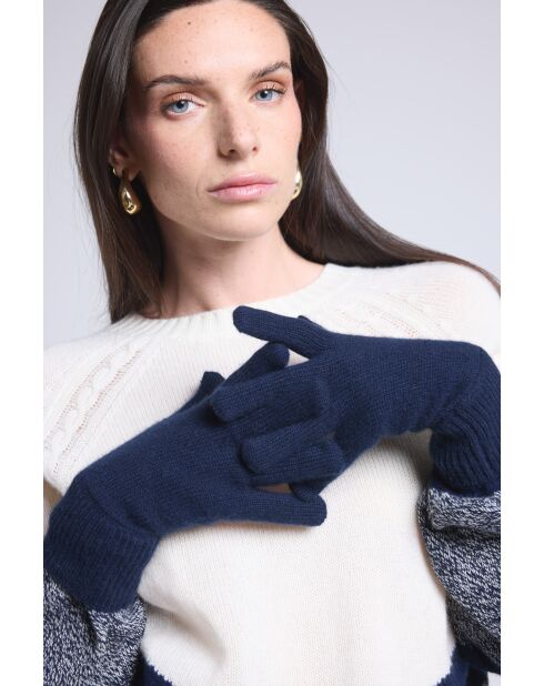 Gants en cachemire unisexe bleu marine