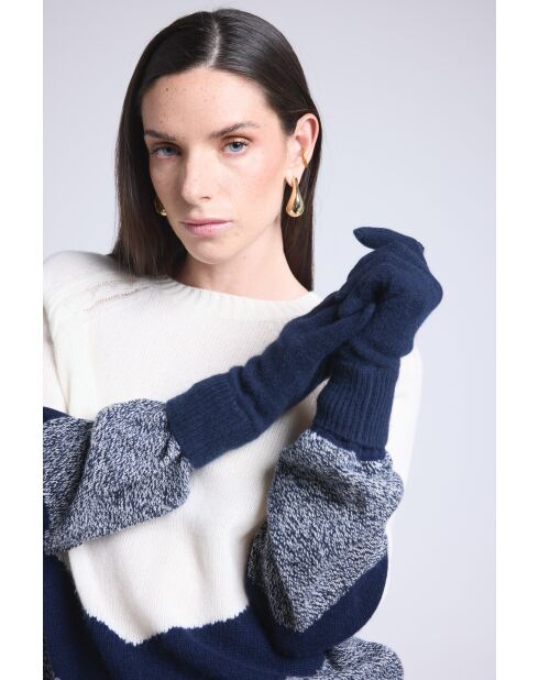 Gants en cachemire unisexe bleu marine