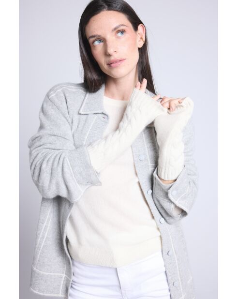 Witte wanten van kasjmier, uniseks