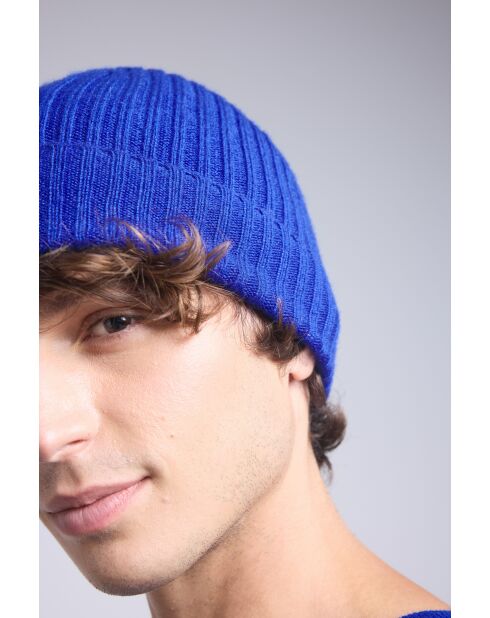 Bonnet en cachemire unisexe bleu roi