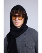 Cagoule écharpe en cachemire unisexe noir