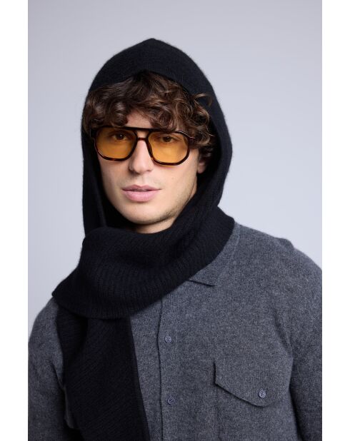 Schwarzer Unisex-Kaschmirschal mit Sturmhaube