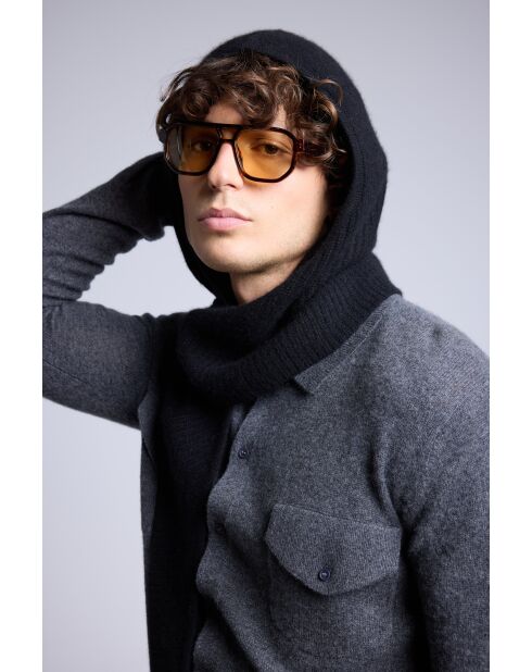 Schwarzer Unisex-Kaschmirschal mit Sturmhaube
