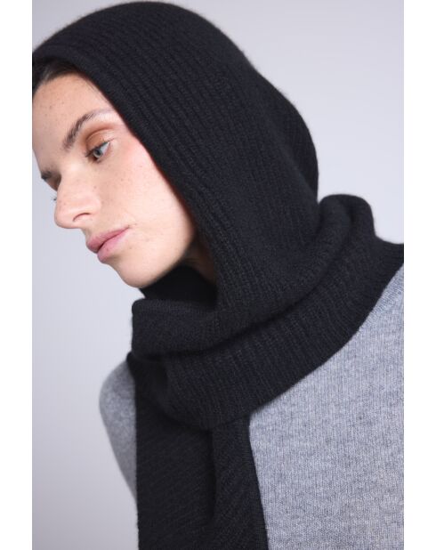 Schwarzer Unisex-Kaschmirschal mit Sturmhaube