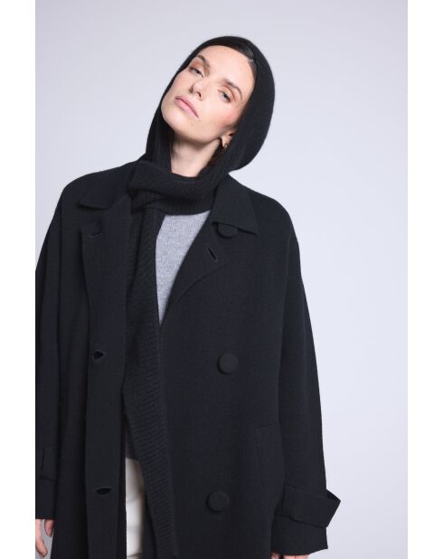 Cagoule écharpe en cachemire unisexe noir