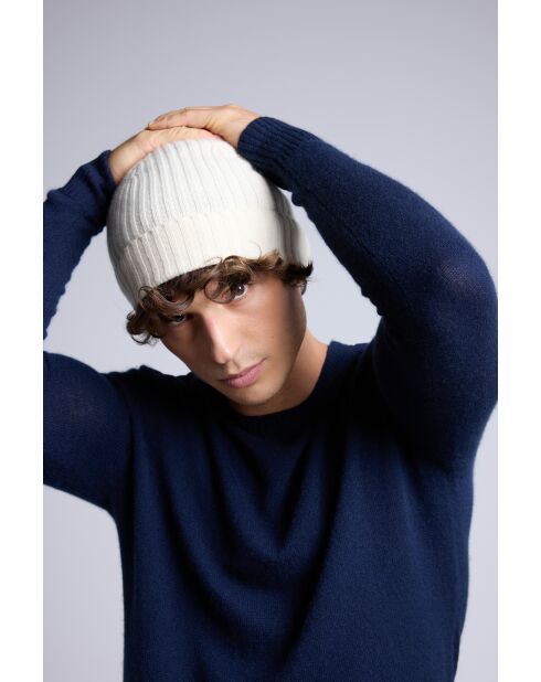 Bonnet en cachemire unisexe blanc