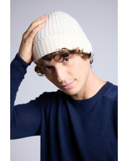 Bonnet en cachemire unisexe blanc
