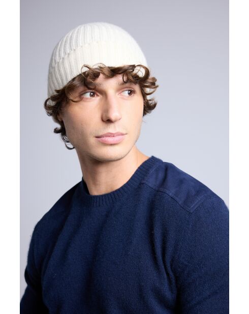 Bonnet en cachemire unisexe blanc