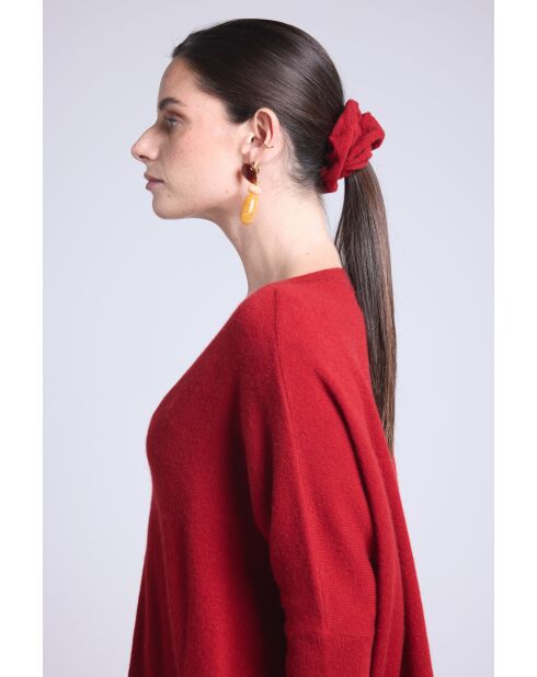 Chouchou cheveux en cachemire rouge bordeaux