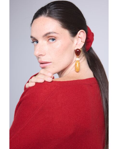 Chouchou cheveux en cachemire rouge bordeaux