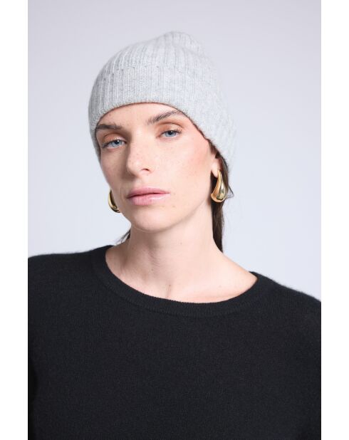 Bonnet en cachemire unisexe gris clair