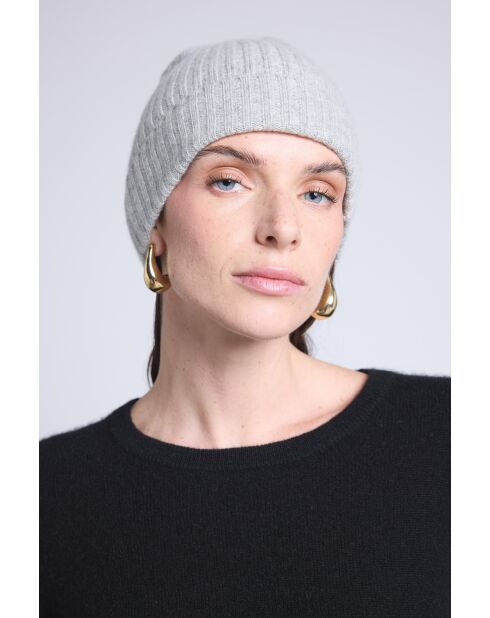 Bonnet en cachemire unisexe gris clair