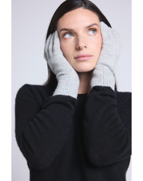 Gants en cachemire unisexe gris clair