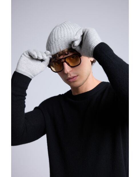 Gants en cachemire unisexe gris clair