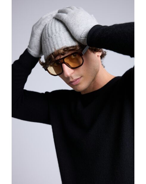 Gants en cachemire unisexe gris clair