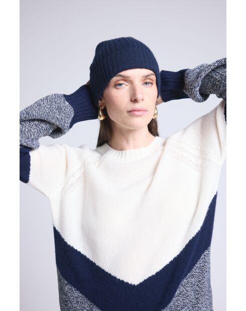 Bonnet en cachemire unisexe bleu marine