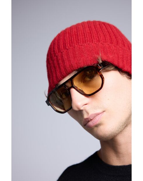 Bonnet en cachemire unisexe rouge bordeaux