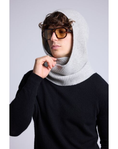 Hellgrauer Unisex-Kaschmirschal mit Sturmhaube