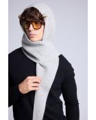 Pañuelo de cachemir unisex gris claro, pasamontañas