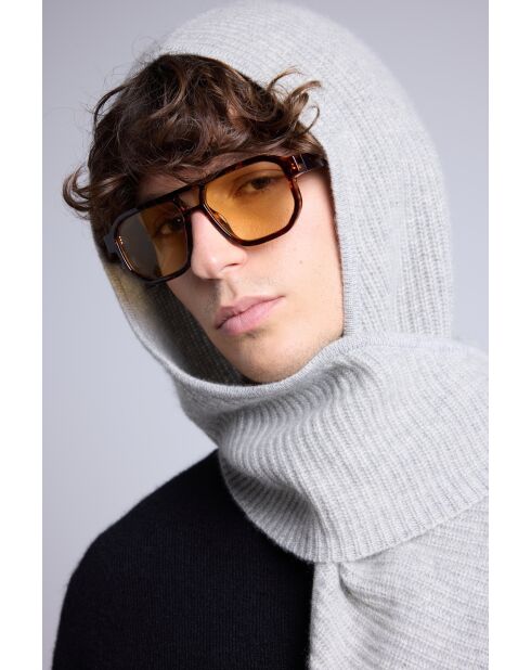 Hellgrauer Unisex-Kaschmirschal mit Sturmhaube