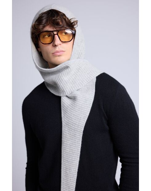 Hellgrauer Unisex-Kaschmirschal mit Sturmhaube