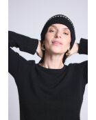 Bonnet en cachemire unisexe à surpiqûres noir blanc