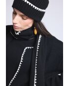 Bonnet en cachemire unisexe à surpiqûres noir blanc