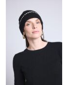 Bonnet en cachemire unisexe à surpiqûres noir blanc