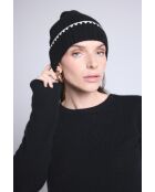 Bonnet en cachemire unisexe à surpiqûres noir blanc