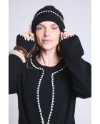 Bonnet en cachemire unisexe à surpiqûres noir blanc