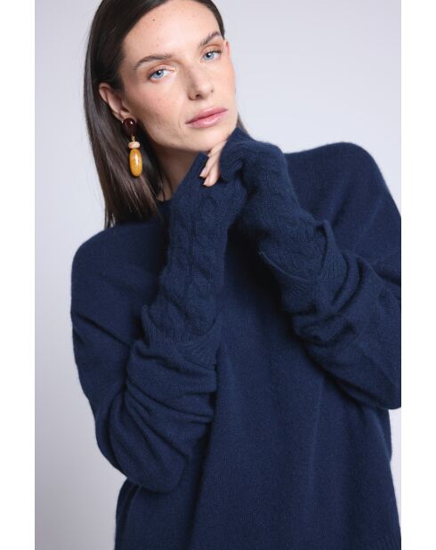 Marineblaue Unisex-Kaschmirhandschuhe