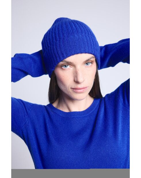 Bonnet en cachemire unisexe bleu roi