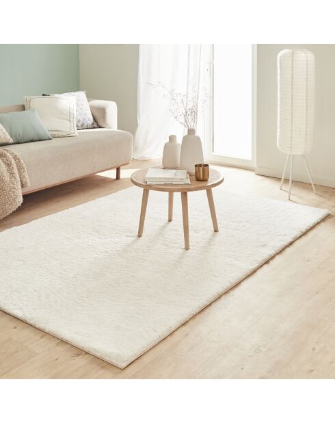 Alfombra Cosy 902 lisa blanca suave y peluda