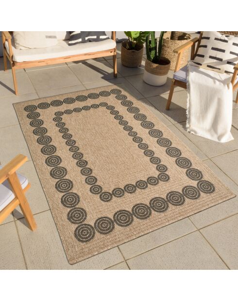 Fodera per cuscino effetto juta naturale 8868 beige/nero