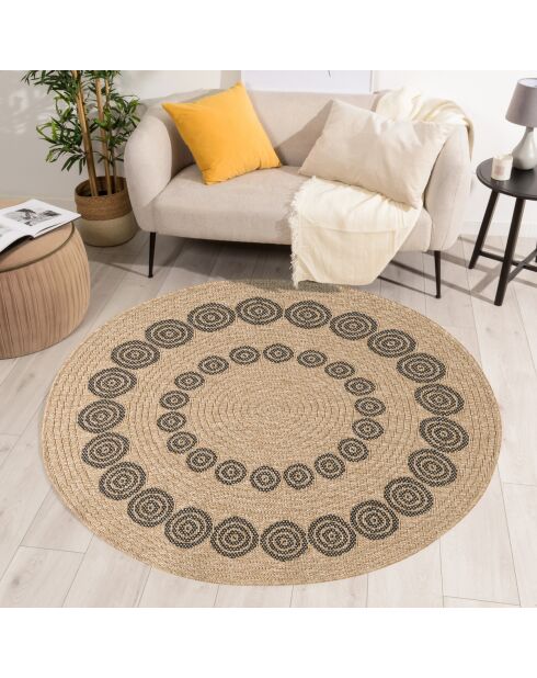 Fodera per cuscino effetto juta naturale 8868 beige/nero