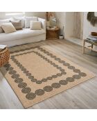 Kussenhoes Nature Jute-look 8868 beige/zwart