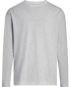 T-shirt à col rond manches longues gris moyen chiné