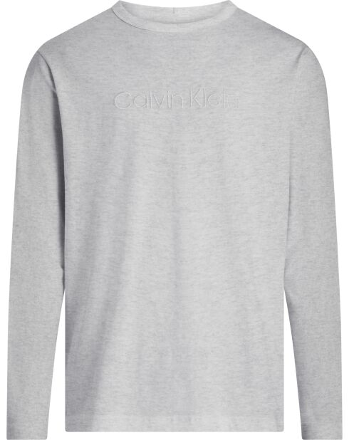T-shirt à col rond manches longues gris moyen chiné