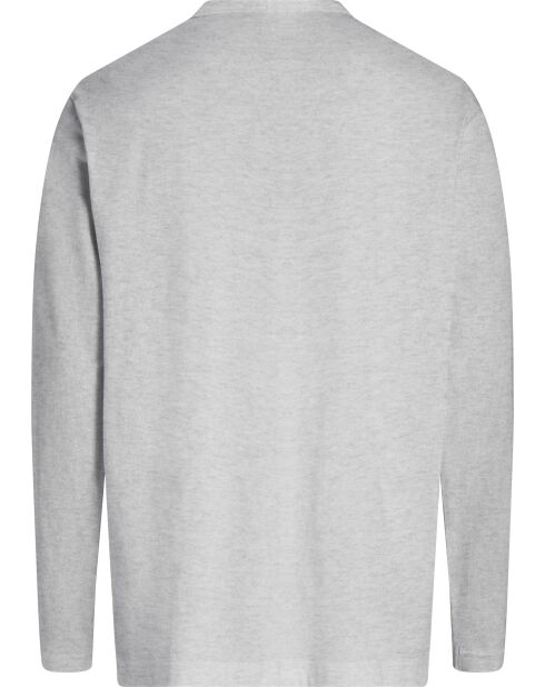 T-shirt à col rond manches longues gris moyen chiné