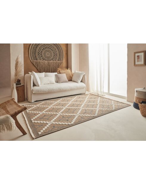 Alfombra con aspecto de yute TULUM 9041 beige/azul