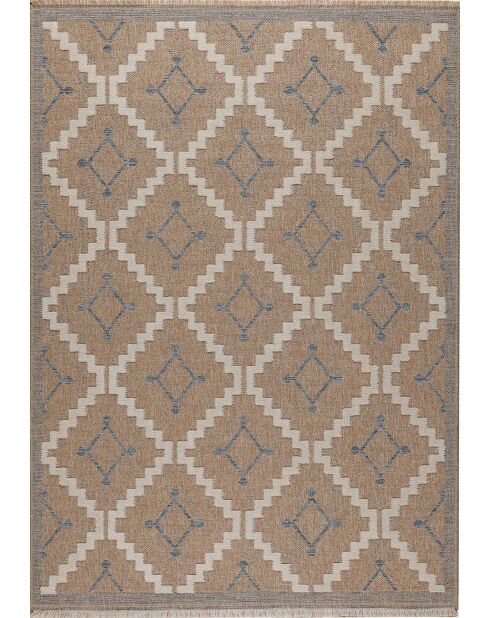 Alfombra con aspecto de yute TULUM 9041 beige/azul