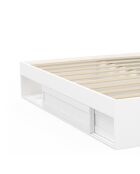 Cadre de lit Orem blanc avec sommier et rangements intégrés - 140x190 cm