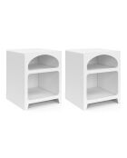 2 Tables de chevet organiques blanches - 40x40x50 cm