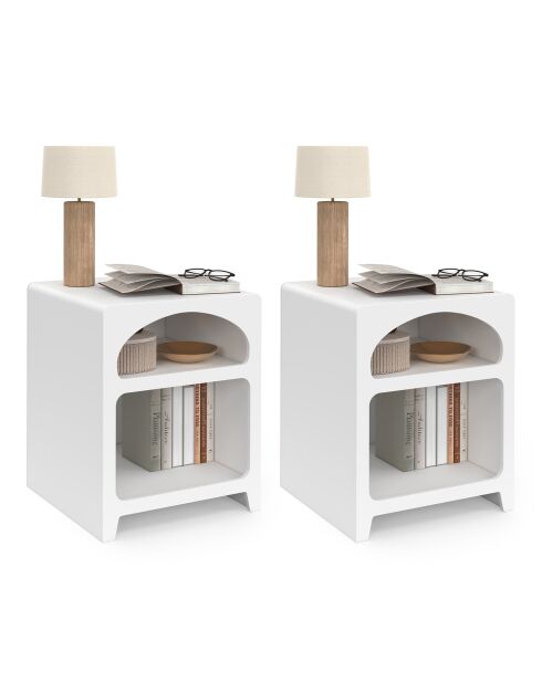 2 Tables de chevet organiques blanches - 40x40x50 cm