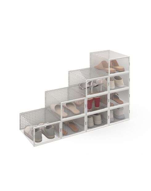 Cajas de almacenamiento de zapatos transparentes y apilables, juego de 12